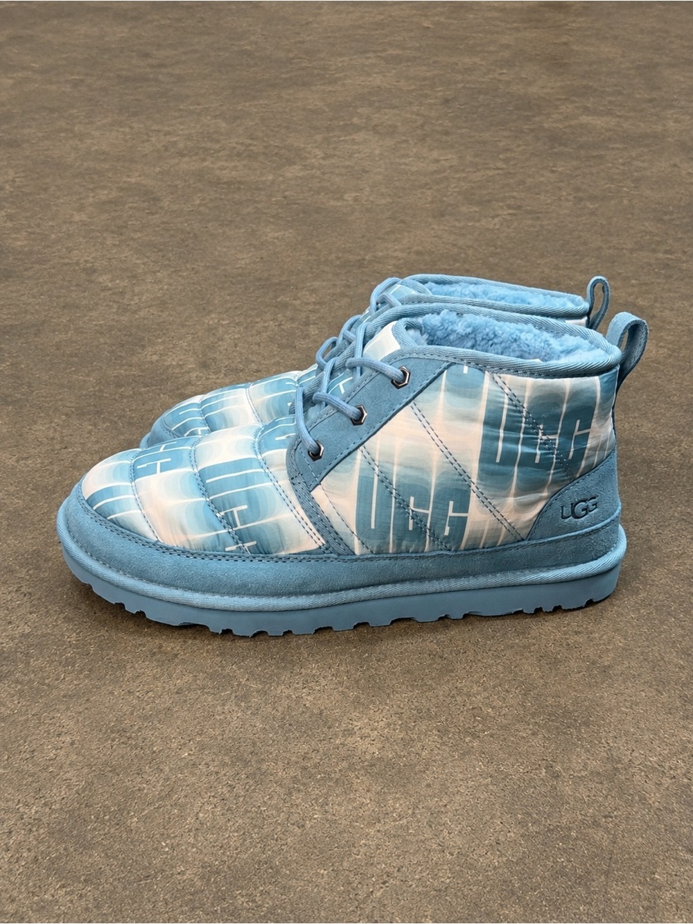 UGG Neumel LTA Wavelength Blue Puffer Boots Sherpa Lined Men’s 10